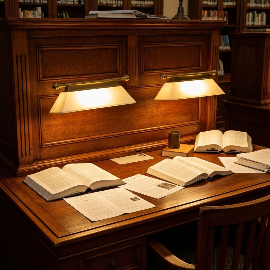 Academic research library desk